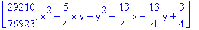 [29210/76923, x^2-5/4*x*y+y^2-13/4*x-13/4*y+3/4]